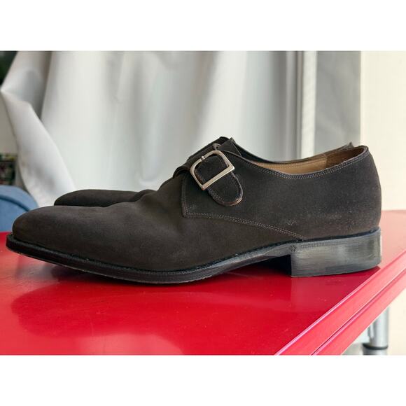 Sutor Mantellassi Mens 12 M Monkstrap Brown Calf Suede Shoes Goodyear Welt
